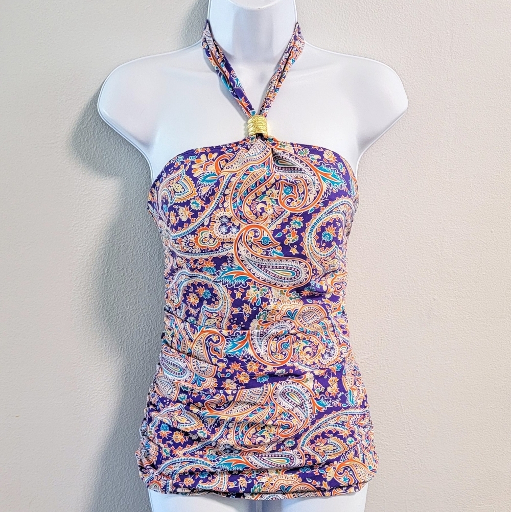 6 LRL Ralph Lauren Swim Tank Top Halter Tropical Resort Summer Vacation Tankini